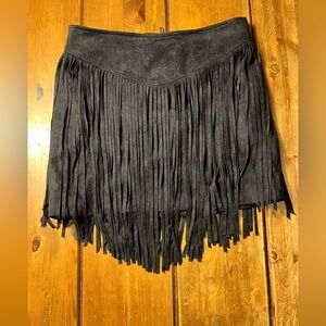 Show Me Your MuMu Black Rancho  Fringe Skirt